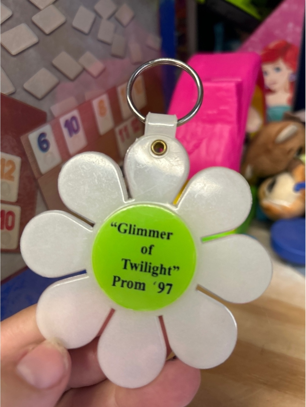 Vintage 1997 'Glimmer of Twilight' Prom Keychain Flower